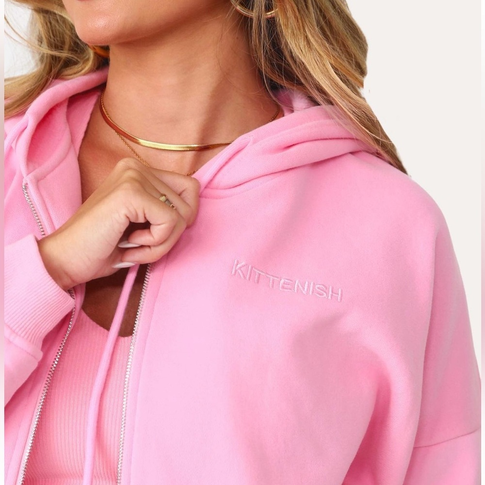 Kittenish Pink Cropped Zip Up Jacket